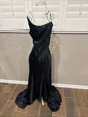 Elegant Black Satin Slip Dress